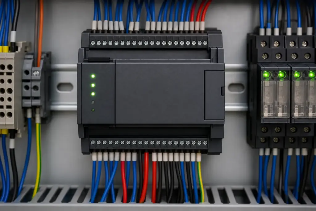 DIN 軌上的小型一體式 PLC 可程式控制器